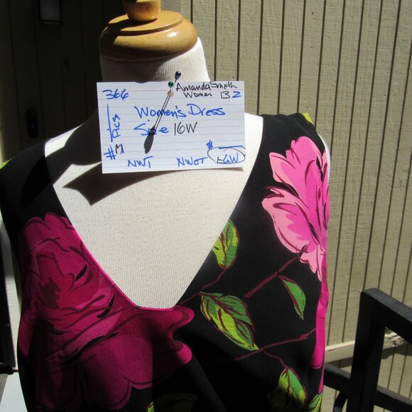 #366  WOMEN'S FLORAL SHEATH DRESS BY AMANDA SMITH  (SIZE 16W0 - Picture 2 of 3